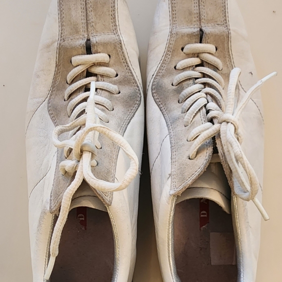 Prada Sneakers White/Silver Leather Bowling style Women Size 38.5 - Picture 7 of 8